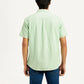 Men's Solid Green Spread Collar Shirt - Back View