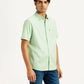Men's Solid Green Spread Collar Shirt - Side View