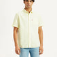 Men's Solid Yellow Spread Collar Shirt - Front View