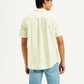 Men's Solid Yellow Spread Collar Shirt - Back View