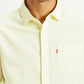 Men's Solid Yellow Spread Collar Shirt - Detail View