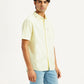 Men's Solid Yellow Spread Collar Shirt - Side View