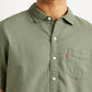 Men's Solid Olive Slim Fit Shirt - Detail View