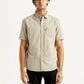 Men's Solid Beige Slim Fit Shirt - Front View
