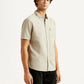 Men's Solid Beige Slim Fit Shirt - Side View