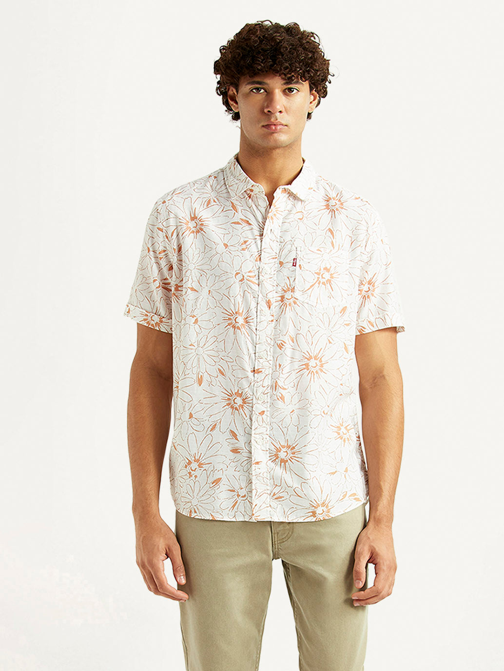 Men's Floral White Slim Fit Shirt - Styleshot View