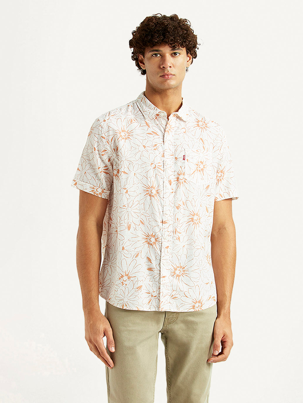 Men's Floral White Slim Fit Shirt