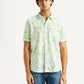Men's Floral Light Green Slim Fit Shirt - Front View