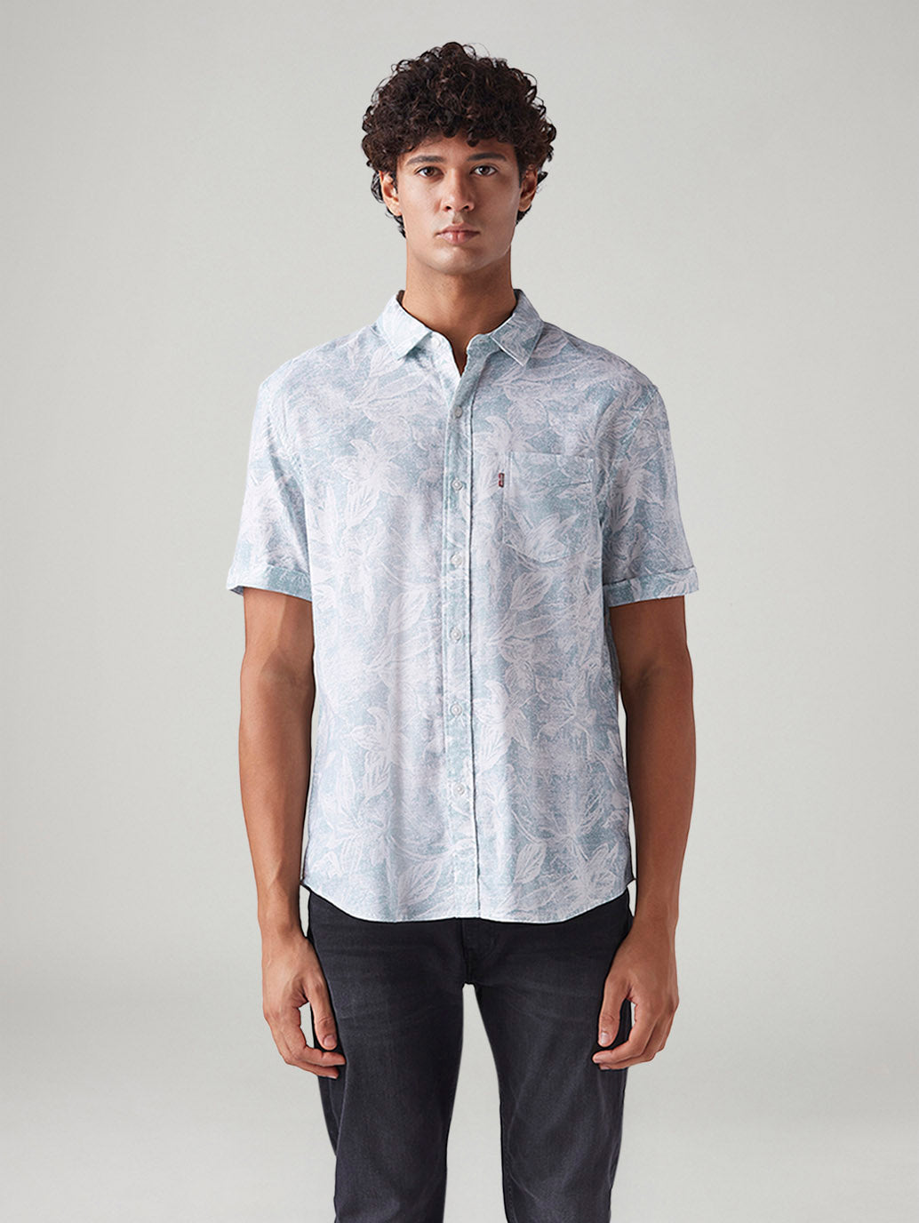 Men's Printed Slim Fit Shirt - Front View