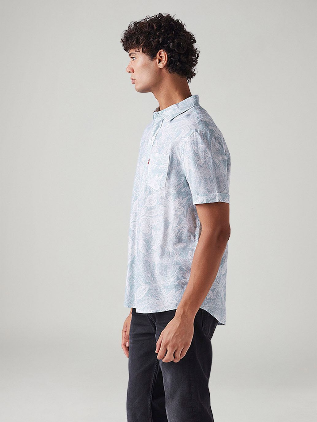 Men's Printed Slim Fit Shirt - Side View