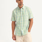 Men's Checkered Green Slim Fit Shirt - Styleshot View