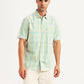 Men's Checkered Green Slim Fit Shirt - Front View