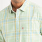 Men's Checkered Green Slim Fit Shirt - Detail View