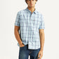 Men's Checkered Light Blue Slim Fit Shirt - Styleshot View