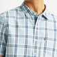 Men's Checkered Light Blue Slim Fit Shirt - Detail View