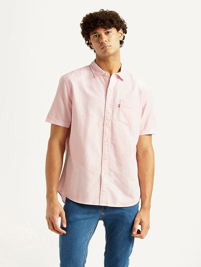 Men's Solid Light Pink Slim Fit Oxford Shirt