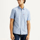 Men's Solid Light Blue Slim Fit Oxford Shirt - Front View
