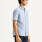 Men's Solid Light Blue Slim Fit Oxford Shirt - Side View