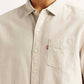 Men's Solid Beige Slim Fit Shirt - Detail View