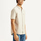 Men's Solid Beige Slim Fit Shirt - Side View