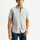 Men's Solid Light Grey Slim Fit Oxford Shirt - Styleshot View