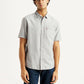 Men's Solid Light Grey Slim Fit Oxford Shirt - Front View