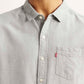 Men's Solid Light Grey Slim Fit Oxford Shirt - Detail View