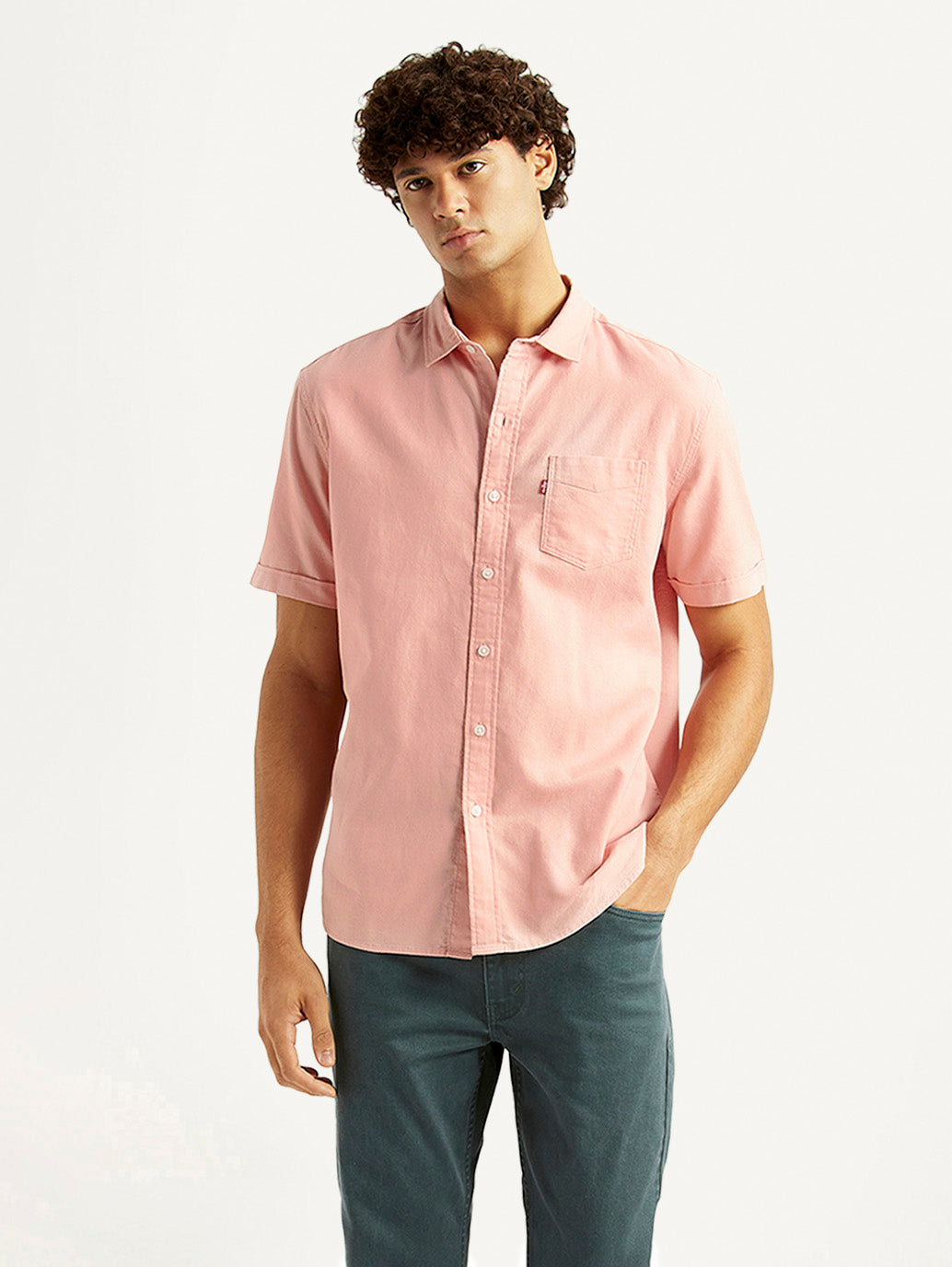 Men's Solid Light Pink Slim Fit Oxford Shirt