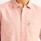 Men's Solid Light Pink Slim Fit Oxford Shirt - Detail View