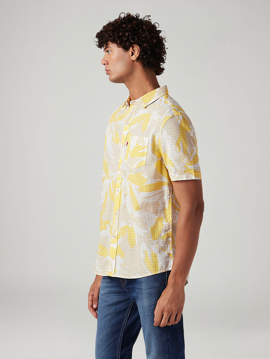 Men's Abstract Slim Fit Shirt - Side View