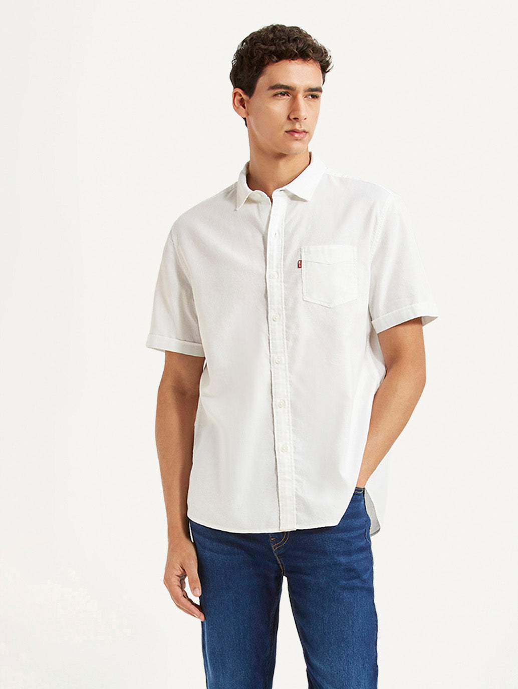 Men's Solid White Slim Fit Shirt - Styleshot View