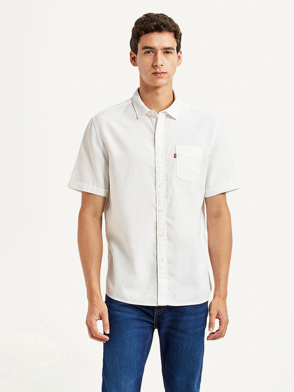 Men's Solid White Slim Fit Oxford Shirt