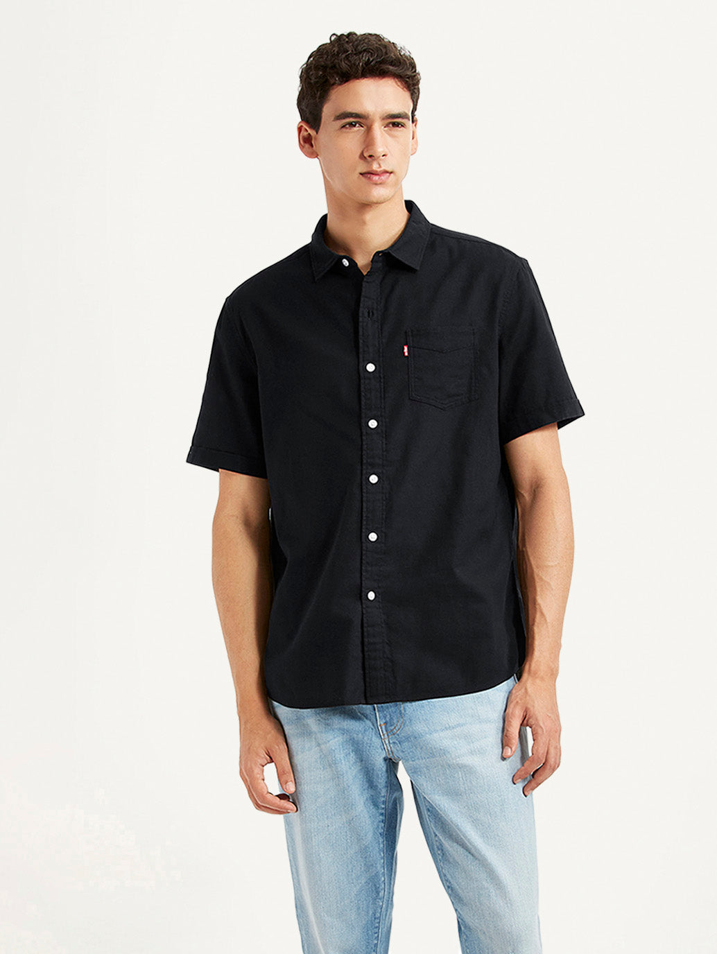 Men's Solid Black Slim Fit Oxford Shirt