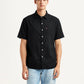 Men's Solid Black Slim Fit Shirt - Front View
