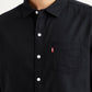 Men's Solid Black Slim Fit Shirt - Detail View