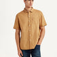 Men's Solid Yellow Slim Fit Oxford Shirt - Front View