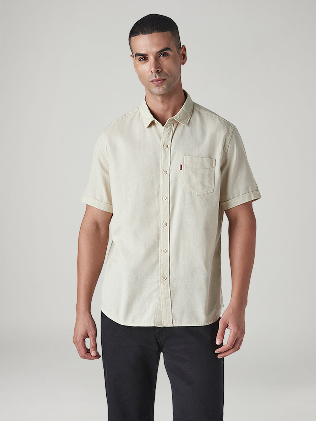 Men's Solid Slim Fit Oxford Shirt - Front View