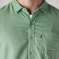 Men's Solid Slim Fit Oxford Shirt - Detail View