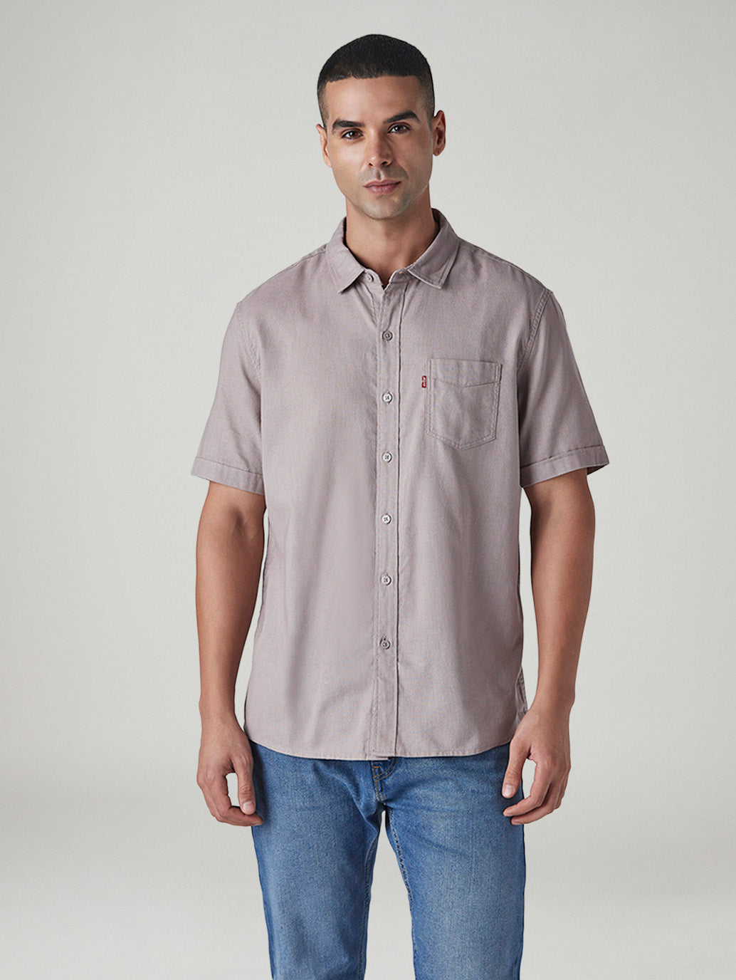 Men's Solid Slim Fit Oxford Shirt - Front View