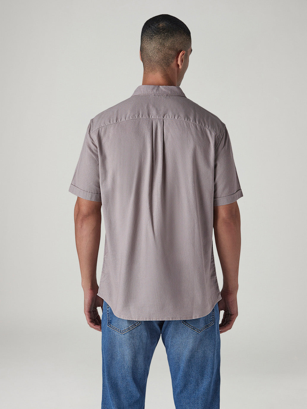Men's Solid Slim Fit Oxford Shirt - Back View