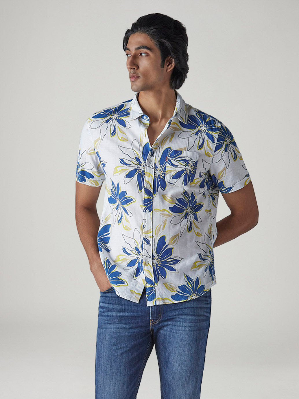 Men's Floral Slim Fit Dobby Shirt
