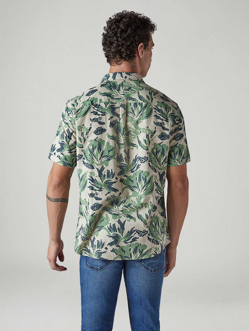Men's Printed Slim Fit Shirt - Back View