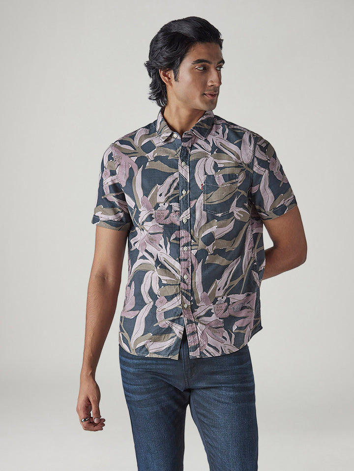 Men's Printed Slim Fit Dobby Shirt