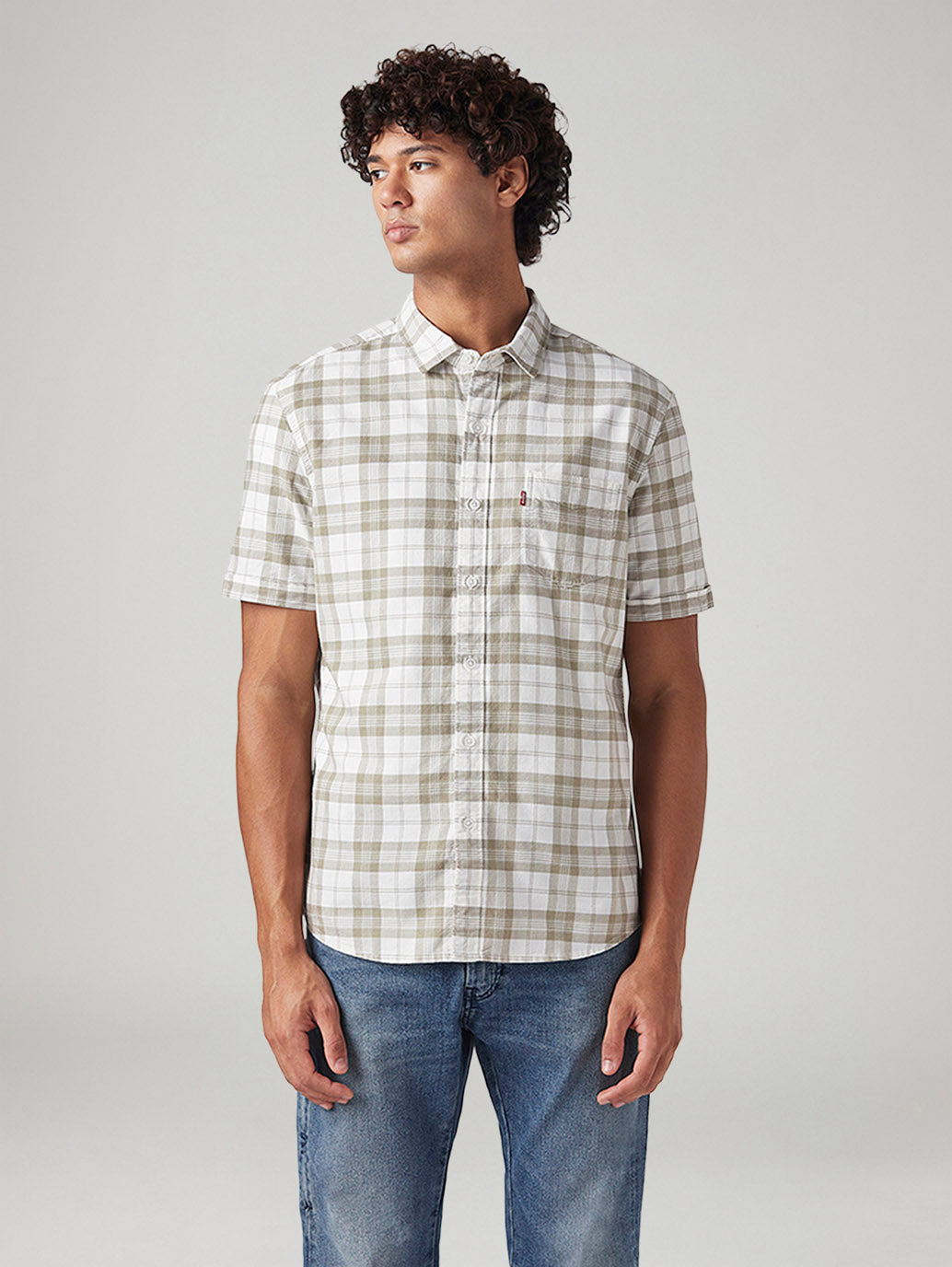 Men's Checkered Slim Fit Shirt - Front View