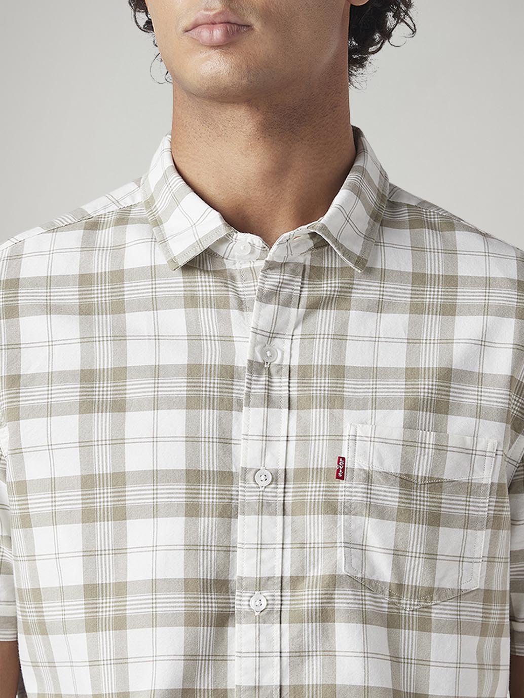 Men's Checkered Slim Fit Shirt - Detail View