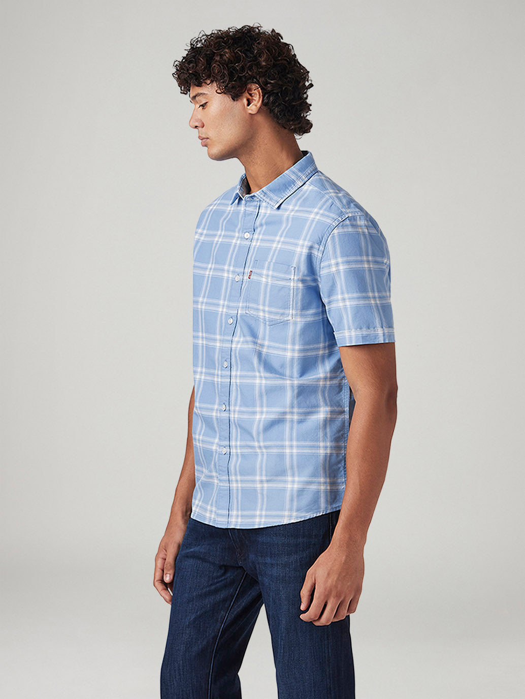 Men's Checkered Slim Fit Shirt - Side View