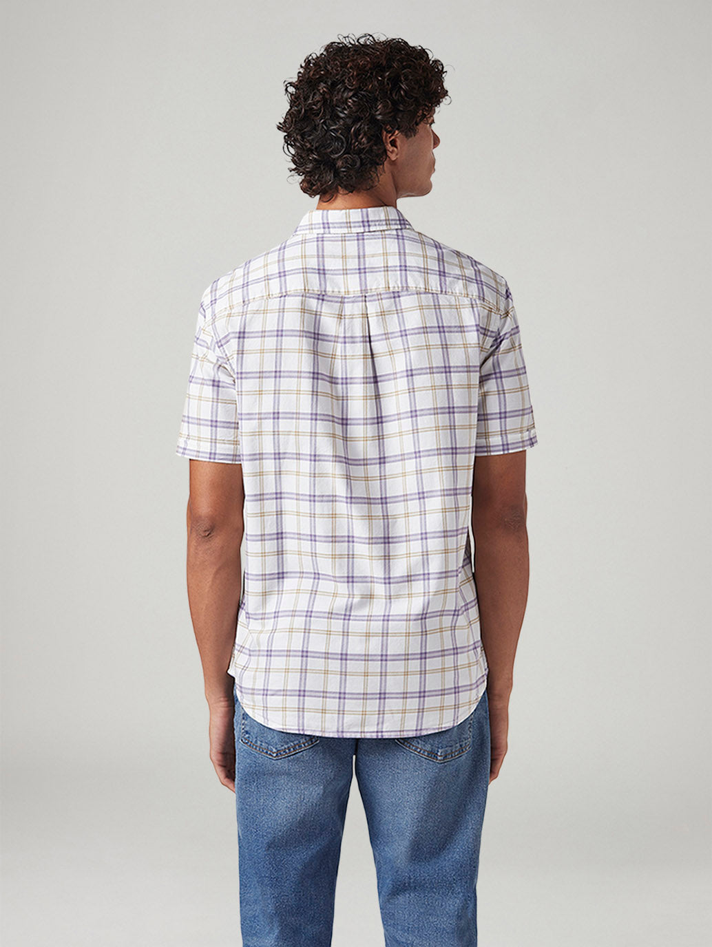 Men's Checkered Slim Fit Shirt - Back View