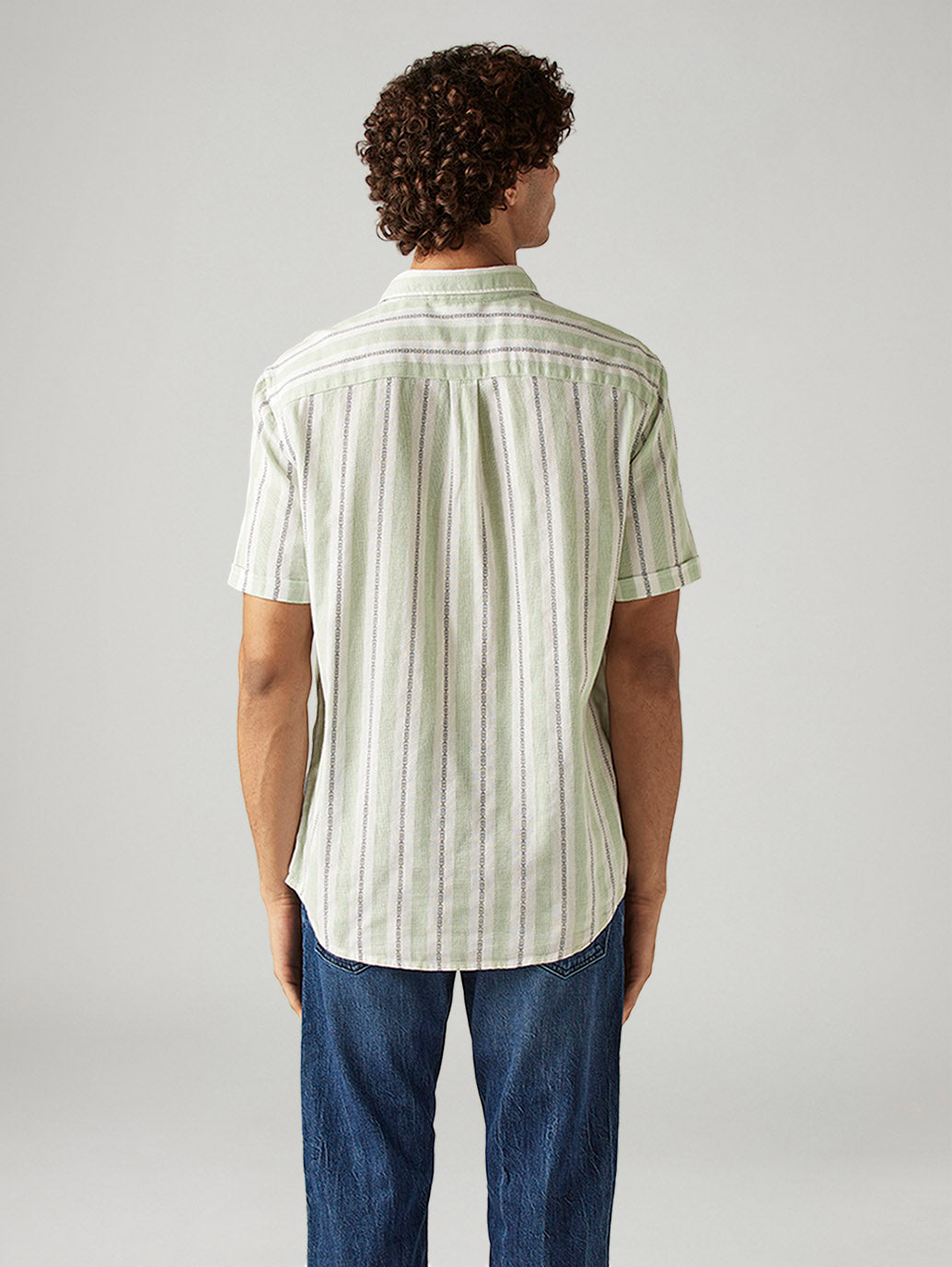 Men's Striped Relaxed Fit Shirt - Back View