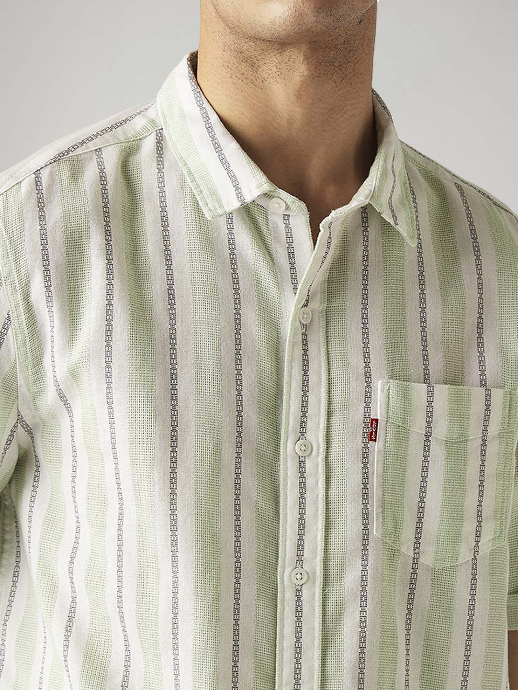Men's Striped Relaxed Fit Shirt - Detail View