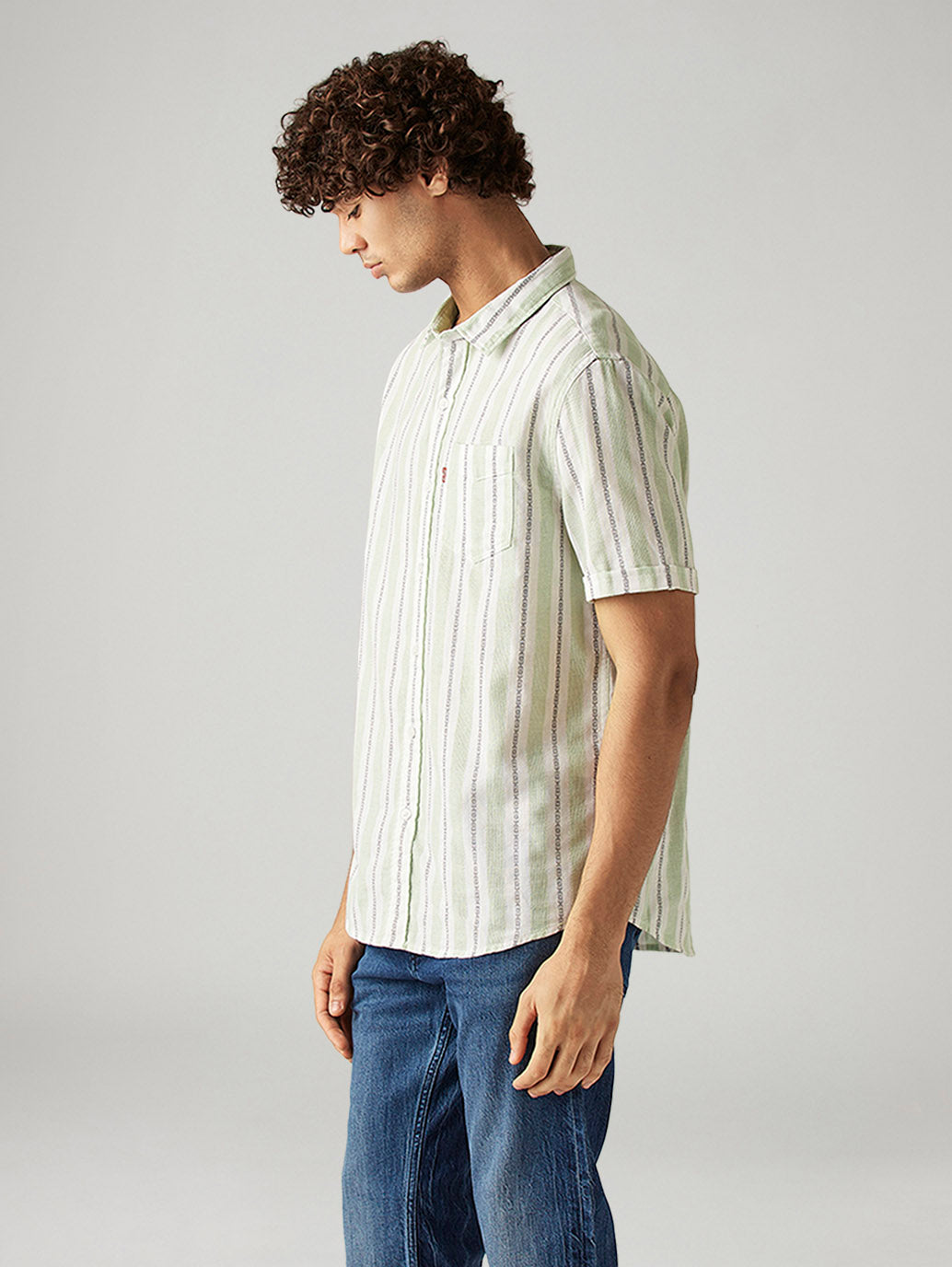 Men's Striped Relaxed Fit Shirt - Side View